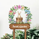 Personalized Rabbit Metal Sign with Stake,Custom Gardener Last Name Signs Outdoor Decor,Customized Flowers Gardening Birthday Gifts,Cute Animal Plaques for Patio Lawn Porch Backyard Farmhouse Outside by CozyNest Decor
