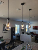 Modern Raindrop Pendant Lights Set of 2, Bronze Pendant Lights Kitchen Island, Black Pendant Light Island Lights for Kitchen Chandeliers for Living Room Bathroom Bedroom Hallway,Bulb Included by CozyNest Decor