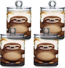 Cute Sloth 2PC Airtight Transparent Plastic Storage Jar Food Storage Container Plastic for Food Herbs Tea etc with Storage Lid easy to use and clean With lid Easy To Use by CozyNest Decor
