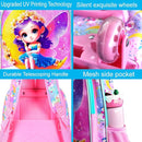 Girls Rolling Backpack, Cute Moon Fairy Roller Wheels Kids Bookbag - Wheeled Elementary School Bag - 3PCS Moon Fairy by TinyTreasures Baby Boutique