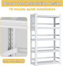Book Shelf, 5 Tier Bookshelf, Industrial Bookcase Modern Bookshelves for Book/CD/Movie, Metal Shelving Unit for Living Room Home Office Kitchen, White by CozyNest Decor