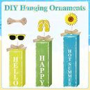 3 PCs Wooden Tiered Tray Decor Hello Happy Hot Summer Rustic Table Decor Block Signs for Beach Island Home Office Decorations (Summer-1) by CozyNest Decor