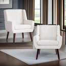 HUIMO Button-Tufted Accent Chairs Set of 2,Upholstered Reading Living Room Chair,Mid Century Modern Chair with Linen Fabric, Club Chair,Comfy Arm Chairs for Living Room,Bedroom,Beige by CozyNest Decor