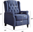 CANMOV Push Back Recliner Chair Set of 2, Modern Fabric Wingback Recliner Chair, Comfy Armchair Single Sofa Accent Chair with Padded Seat and Nailhead Trim, Tufted, Dark Blue by CozyNest Decor