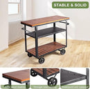 Diwhy Industrial 3 Tier Rolling Utility Storage Cart Wine Beverage, Metal Wine Rack with Wheels Kitchen Bar Dining Room Tea Wine, Storage Cart with Wood by CozyNest Decor