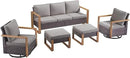 Outdoor Wicker Patio Furniture Set - 5 Piece Patio Conversation Set with 2 Wicker Swivel Rocker Chairs,2 Rattan Ottoman and 1 Couch,Thick Cushions,Deep Seating,Wide Armrest(Brown/Grey) by CozyNest Decor