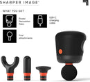 Sharper Image® Powerboost® Palm Portable Percussion Massager - 4 Attachments, 4 Speeds| Compact Full Body Back & Shoulder Mini Massage Gun| Deep Tissue Muscle Soreness Recovery| Wellness Gift by CozyNest Decor