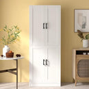 White Kitchen Pantry, 71" Tall Cabinet with Doors, Hutch with Storage for Dining Room by CozyNest Decor