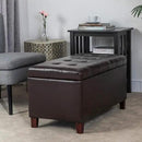 Asense Storage Ottoman Bench, Faux Leather Upholstered End of Bed Bench with Safety Hinge Wooden Legs, for Entryway Bedroom (Chocolate Brown, 33.3") by CozyNest Decor