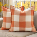 decorUhome Fall Orange and White Decorative Throw Pillow Covers 16x16 Set of 2, Buffalo Plaid Check Farmhouse Cushion Covers with Stitched Edge for Autumn Harvest Couch Sofa Bed Home Decor by CozyNest Decor