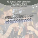 Xverycan Wine Glass Rack Under Cabinet, 12 Row Extreme Large Stemware Hanger, Metal Wine Goblet Holder, DIY Bar Glass Storage Rack for Bar Counter, Kitchen, Screws Included by CozyNest Decor