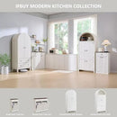 71" Tall Arched Bathroom Storage Cabinet, Modern Fluted Storage Cabinet w/Doors, 3 Adjustable Shelves, 6 Door Shelves, Wood Freestanding Cabinet for Bathroom, Entryway, Hallway, Antique White by CozyNest Decor