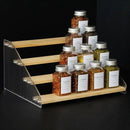 nianfeng Tiered Spice Rack, 4-Tier Spice Pantry Kitchen Cabinet Organizer, 12-Inch, Natural Wood Acrylic Stair Riser Stand, Countertop Seasoning Shelf by CozyNest Decor