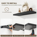 Fun Memories Floating Shelves for Wall 10 Inch, 10 Inch Deep Square Wall Shelves, Bathroom Storage Shelves Over Toilet, Wood Floating Shelves for Living Room Bedroom, Black, Set of 2 by CozyNest Decor