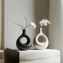 NOBULA Ceramic Bagel Vases C5 – Thoughtful for Mom – Elegant Set of 2 for Living Room, Bedroom or Table – Modern Home Decor She’ll Love – Perfect for Flowers & Plants by CozyNest Decor
