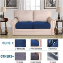 H.VERSAILTEX Super Stretch Individual Seat Sofa Covers Slipcover Sets Thick Jacquard Textured Twill Fabric (2 Piece Medium Sofa Cushion Covers, Navy) by CozyNest Decor