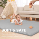 Baby Play Mat for Floor,1.3" Thick Memory foam Tummy Time Mat,79"×158“ Extra Large Soft Velvet Nursery Rug,Non Slip Safe for Crawling,Toddlers,Infants,kids,Tatami Style for Living Room(Light Grey) by TinyTreasures Baby Boutique