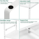 iPEGTOP Expandable Cabinet Storage Shelf Organizer Rack, 2 Pack Heavy Duty Steel Metal Spice Rack Adjustable Height Garage Pantry Shelf Space Riser for Counter Kitchen Organization, White