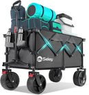 Collapsible Wagon Cart with Big All-Terrain Beach Wheels, Foldable Heavy Duty Wagons with Cup Holders, Utility Carts for Camping, Garden, Outdoor, Grocery, Sports. Grey by GreenHaven Gardens