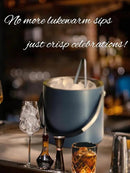 4L Ice Bucket with Silicone Lid, Scoop, Tongs & Strainer, Stainless Steel Double Wall Insulated Ice Buckets for Parties & Cocktail Bar, Outdoor Champagne Ice Container Bin, Navy by CozyNest Decor