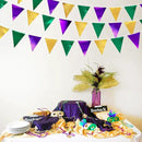 Mardi Gras Party Decorations Purple Green and Gold Metallic Fabric Triangle Pennant Banner Flag Hanging Bunting Garland for Birthday Wedding Baby Shower Bridal Shower Holiday Masquerade Party Supplies by GreenHaven Gardens