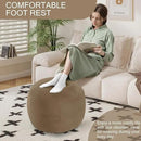 MeMoreCool Round Stuffed Pouf Ottoman Foot Rest, Floor Pouf Foot Stool with Soft Foam Chunk Filling, Small Round Ottoman Footstool Circle Footrest for Living Room, Light Coffee by CozyNest Decor