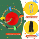 Tree Swing Climbing Rainbow Rope, Heavy Duty Swing Disc Seat Replacement for Kids with Hanging Strap and Platform Carabiners Indoor/Outdoor Playground Accessories (Red) by TinyTreasures Baby Boutique