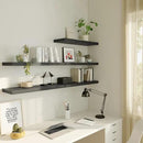 Large Floating Shelves for Wall Set of 3 Wooden Wall Shelves 24 in x 12.75 in x 2 in Room Decor Long Shelf with Invisible Wall Mount Bracket for Bedroom Kitchen Living Room Black Wood by CozyNest Decor