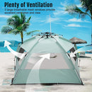 WhiteFang Deluxe Pop Up Beach Tent Sun Shade Shelter for 3-4/5-6 Person, UV Protection, Extendable Floor with 3 Ventilating Windows Plus Carrying Bag, Stakes, and Guy Lines by TinyTreasures Baby Boutique