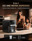ecozy Nugget Ice Maker Dispenser, Smart 2-in-1 Pebble Ice Machine Countertop & Water Dispenser with App Control, Self-Cleaning, Auto Lighting, TDS Monitor, Measured Dispensing, 33Lbs/Day by CozyNest Decor