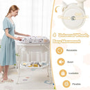 HONEY JOY Baby Changing Table with Bathtub, Foldable Infant Diaper Changing Station with Wheels, Storage Tray, Waterproof Pad, Portable Newborn Nursery Organizer Bath Stand for Boys Girls (White) by TinyTreasures Baby Boutique
