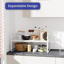 Expandable Kitchen Shelf Organizers, Kitchen Cabinet Organizer Stand Rack Organization for Countertop Cupborad Pantry, White 3 Pack by CozyNest Decor
