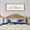 Sweet Dreams Wall Decor Above Bed 40''×15'' Master Bedroom Large Sweet Dreams Sign Farmhouse Wall Decor Guest Room Wood Rustic Framed Over Bed Wall Art Hanging Decoration (Wood White) by CozyNest Decor