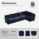 135.5" Oversized Modular Sectional Sofa, L Shaped Convertible Couch with Movable Ottoman, 5 Seat Corner Couches for Living Room Deep Seat Blue Chenille by CozyNest Decor