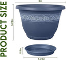 8 Inch Plant Pots with Drainage Hole - Lightweight Flower Pots for Herbs and Flowers - Home Decor Plastic Planters for Indoor Outdoor Plants- Pack of 6 (Blue, 8 inch) by GreenHaven Gardens