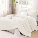 Litanika Ivory Comforter Set Full Size, 3 Pieces Lightweight Solid Bedding Comforter Set, All Season Fluffy Bed Set (79x90In Comforter & 2 Pillowcases) by CozyNest Decor