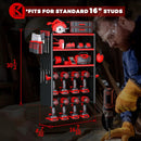 KAFAHOM Power Tool Organizer, Large 8 Drill Holder Wall Mount with 2 Side Pegboards,5 Layer Heavy Duty Metal Tool Storage Rack, Tool Shelf for Garage Organization, Utility Battery Shelves - Red by GreenHaven Gardens