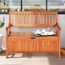 Tangkula Outdoor Wood Storage Bench Deck Box, Entryway Porch Storage Bench with Inner Removable Dust-Proof Lining & Portable Handles, Eucalyptus Wood Loveseat for Garden, Lawn, Balcony & Yard by CozyNest Decor