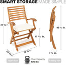 IDZO, Percy Chairs Heavy Duty 400lbs Capacity Set of 2 w/Cushion, FSC Acacia Outdoor Furniture, Teak Finish, Fully Assembled, Wood Folding_Beige by CozyNest Decor