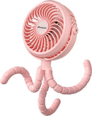 AMACOOL Battery Operated Stroller Fan Flexible Tripod Clip On Fan with 3 Speeds and Rotatable Handheld Personal Fans for Car Seat Crib Bike Treadmill (Pink) by TinyTreasures Baby Boutique