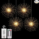 4 Pack 800 LED Starburst Sphere Lights, Battery Operated Firework, 8 Modes Dimmable Remote Control Waterproof Hanging Fairy, Copper Wire for Patio Parties Christmas (Warm White) by GreenHaven Gardens