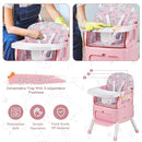 4 in 1 Portable Baby High Chair,Convertible Highchair for Babies & Toddlers-Foldable Infant Booster Seat,Carry Small Box,Dining Chair,Toddler High Chair with 5-Point Harness,Removable Tray-Pink by TinyTreasures Baby Boutique