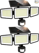 UME Solar Outdoor Lights 302 LED 3000LM, IP65 Waterproof Motion Sensor Outdoor Lights, 3 Heads Solar Security Flood Lights 270 Wide Lighting Angle with 3 Modes for Garden Patio Yard - 2 Pack by GreenHaven Gardens