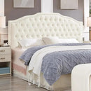 24KF Upholstered Button Tufted King Size Headboard with Nailhead Trim, Elegant Boucle Fabric California King headboard, 6031-K-Boucle-Ivory by CozyNest Decor