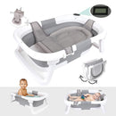 BEBELEH™ Collapsible Baby Bathtub with Thermometer – Bathtub + Baby tub Sling + Newborn Sling – Baby Bathtub Newborn to Toddler 0-24 Months – The Ultimate Baby Bath Tub! (with Thermometer,Gray) by TinyTreasures Baby Boutique