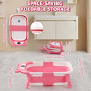Baby Bathtub,Collapsible Baby Bath Tub with Thermometer & Soft Floating Cushion,Portable Travel Baby Bathtubs for Newborns to Toddlers 0-36 Months(Crab Pink) by TinyTreasures Baby Boutique