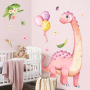 Large Pink Dinosaur Wall Decals Cartoon Dino Balloon Flower Wall Stickers Peel and Stick Wall Art Decor for Girls Baby Nursery Kids Bedroom Playroom Classroom Toddlers Wall Decor by TinyTreasures Baby Boutique