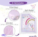 Wowelife Mini Girl Crib Bedding Set, 3 Piece Unicorn Mini Crib Comforter Set, Baby Girl Nursery Bedding Set Include Breathable Comforter, Crib Skirt and 38x24 Sheet, Purple by TinyTreasures Baby Boutique