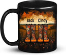 Custom Couple Mug with Floral Boots Design, Personalized Name Coffee Mug 11oz 15oz, Fall Inspired Ceramic Coffee Cup, Custom Autumn Scene Black Cup, Gifts for Boyfriend, Girlfriend by CozyNest Decor
