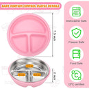 Nuogo 2 Pcs Stainless Steel Baby Suction Plates with Removable Silicone Shell 2-in-1 Metal Toddler Bowl Divided for Picky Eaters Kids Feeding Led Weaning Supplies, Dishwasher Safe (Beige,Pink) by TinyTreasures Baby Boutique